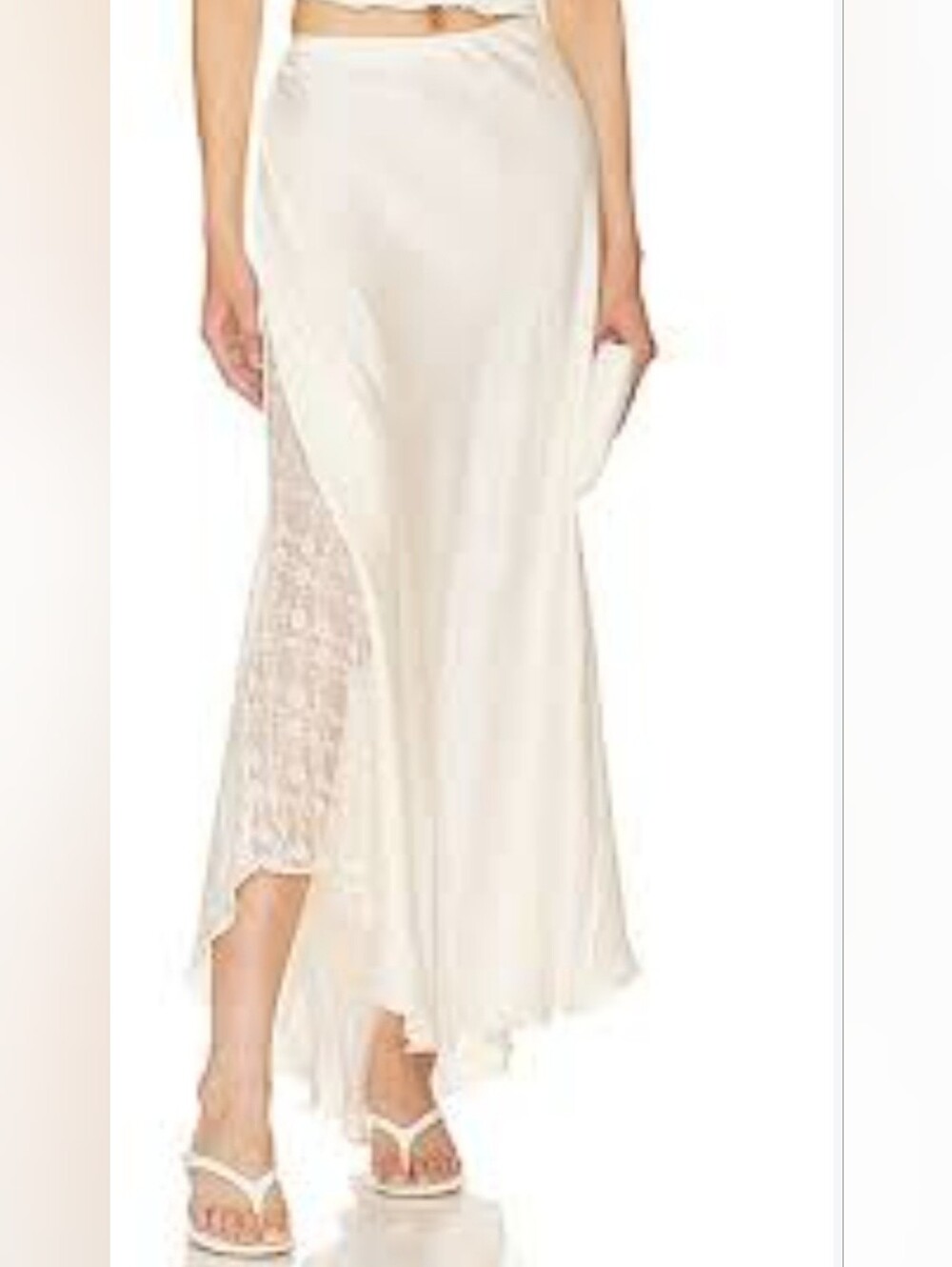 Free People🛍 Cream Asymmetrical Lace-Panel Maxi Skirt